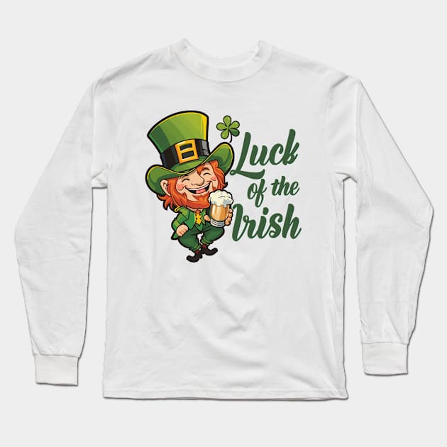 Leprechaun St. Patrick's Day Ireland Beer Saying Long Sleeve T-Shirt by Macphisto Shirts